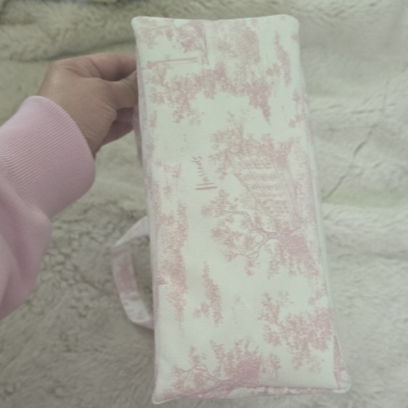 Harrods Pink and White Toile Tote Bag - Picture 6 of 12